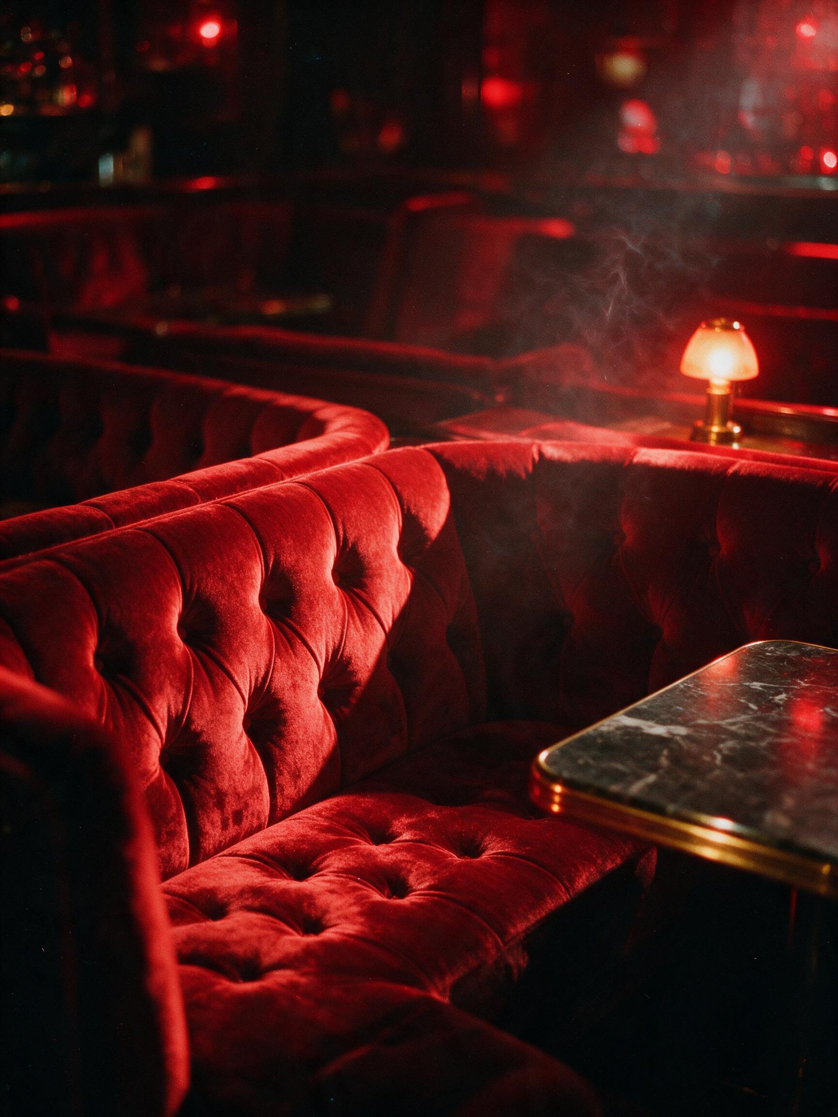 An empty booth in the smoke